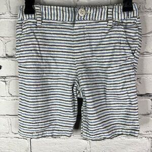 Children's place blue white‎ striped linen cotton blend boy shorts 5t